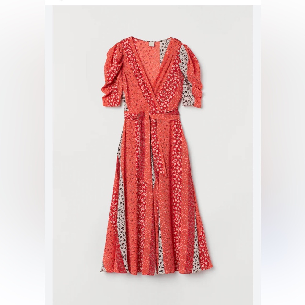 H&M Red and White Floral Maxi Dress USA small